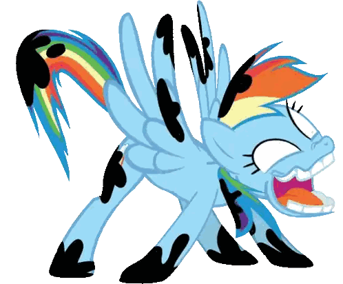 A Cartoon Pony With A Rainbow Tail And Black Spots Sticker