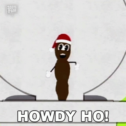 A Cartoon Poop Wearing A Santa Hat And Gloves Is Standing On A Table . GIF