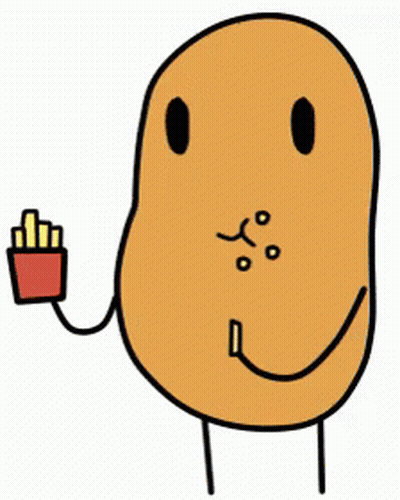 A Cartoon Potato Is Holding A Bag Of French Fries GIF