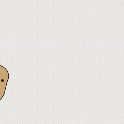A Cartoon Potato With A Speech Bubble That Says I Here GIF