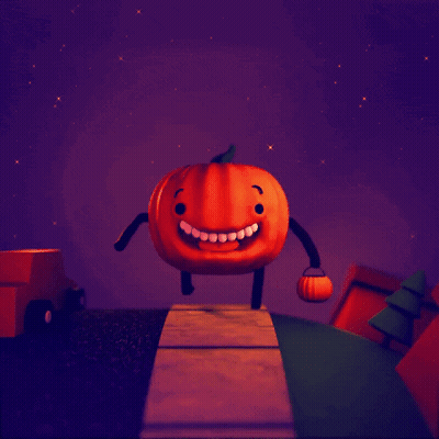 A Cartoon Pumpkin With Arms And Legs Is Holding A Pumpkin GIF