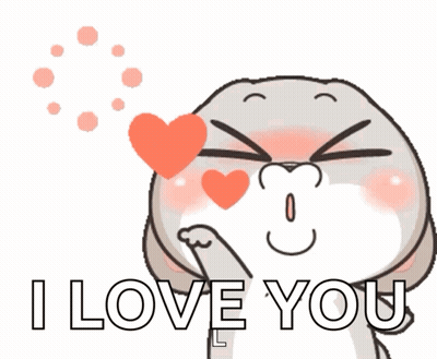 A Cartoon Rabbit Blowing A Heart With The Words " I Love You " Written Below It GIF