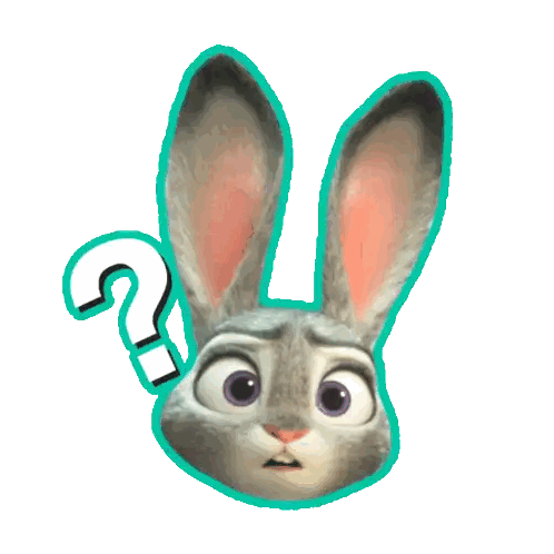 A Cartoon Rabbit Has A Question Mark On Its Head Sticker