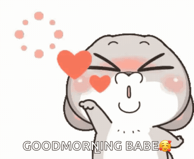A Cartoon Rabbit Is Blowing A Heart In The Air With The Words `` Good Morning Babe '' . GIF