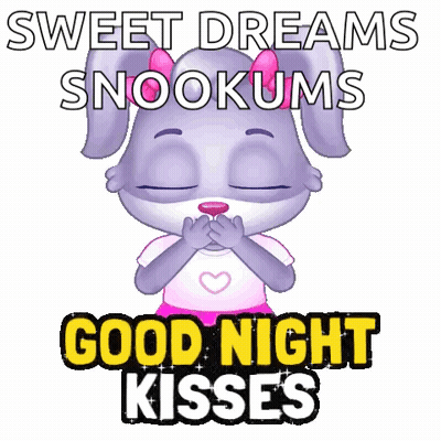A Cartoon Rabbit Is Blowing A Kiss And Says Sweet Dreams Snookums Good Night Kisses GIF