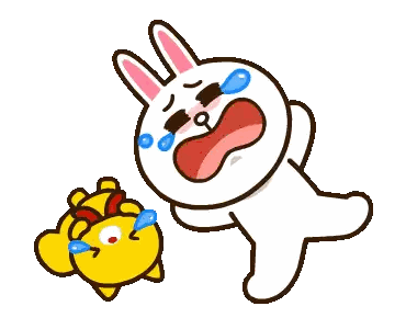 A Cartoon Rabbit Is Crying While Holding A Yellow Rabbit Sticker