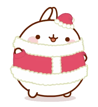 A Cartoon Rabbit Is Dressed In A Santa Suit And Hat Sticker