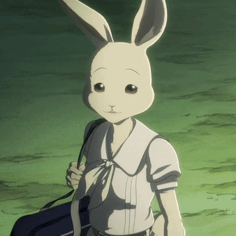 A Cartoon Rabbit Is Holding A Blue Bag GIF