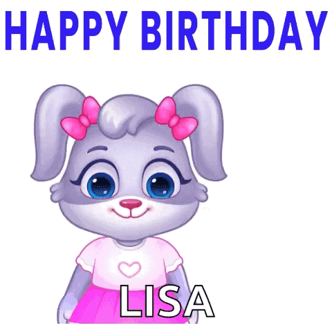A Cartoon Rabbit Is Holding A Bouquet Of Flowers And Says Happy Birthday Lisa . GIF