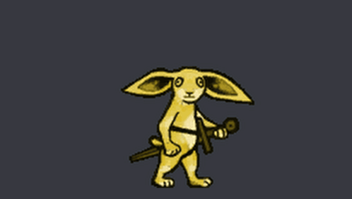A Cartoon Rabbit Is Holding A Sword And A Cane GIF