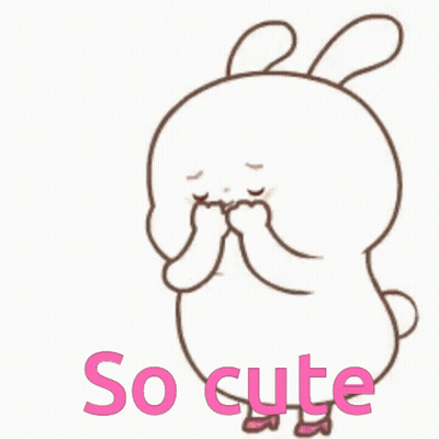 A Cartoon Rabbit Is Holding Its Hands To Its Face And A Heart Is Above It . GIF