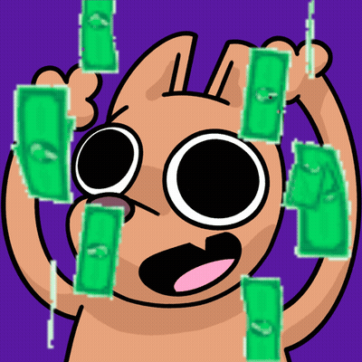 A Cartoon Rabbit Is Holding Up A Bunch Of Green Bills GIF
