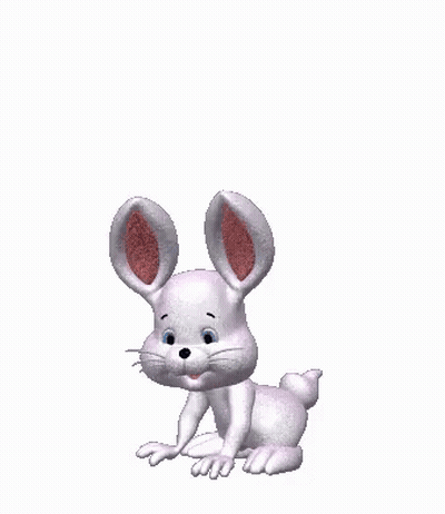A Cartoon Rabbit Is Jumping In The Air With A White Background GIF