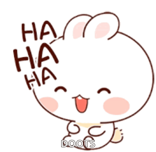 A Cartoon Rabbit Is Laughing With The Words Ha Ha Ha Doots Written On It GIF