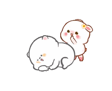 A Cartoon Rabbit Is Laying On Top Of Another Rabbit Sticker