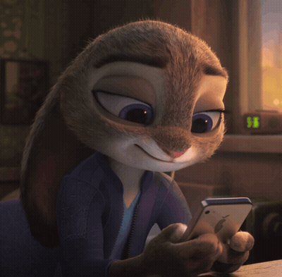 A Cartoon Rabbit Is Looking At A Cell Phone With A Clock In The Background That Reads 11:18 GIF