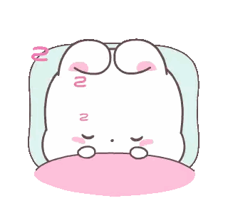 A Cartoon Rabbit Is Sleeping On A Pink Blanket Sticker