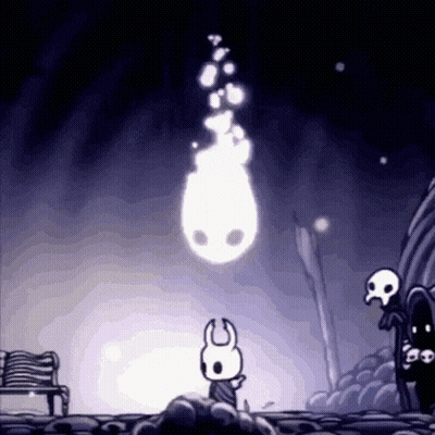 A Cartoon Rabbit Is Standing In Front Of A Glowing Ghost . GIF