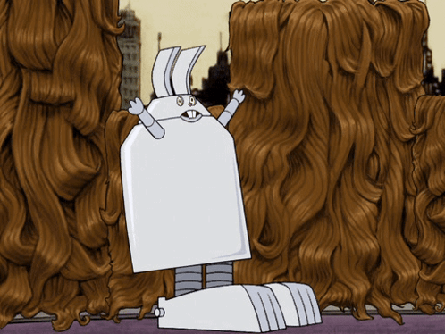 Cartoon Rabbit In Front Of Hair Pile GIF