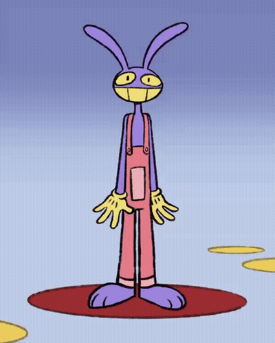 A Cartoon Rabbit Is Standing On A Red Surface With His Arms Outstretched GIF