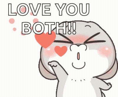 A Cartoon Rabbit Says Love You Both With A Heart In Its Eyes GIF