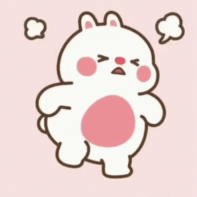 A Cartoon Rabbit With A Big Pink Heart On Its Chest Is Standing On A Pink Background . GIF
