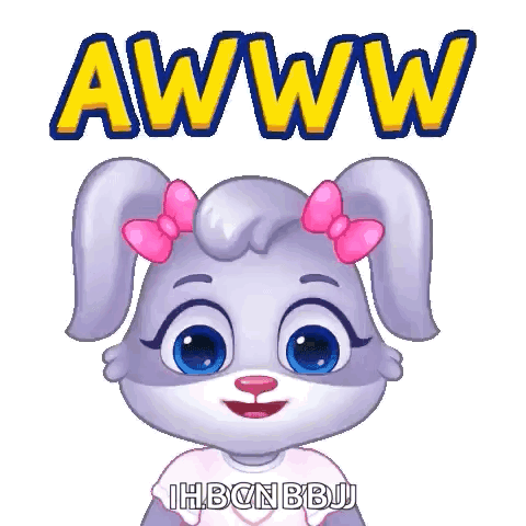 A Cartoon Rabbit With A Pink Bow On Her Ears Is Saying Awww GIF