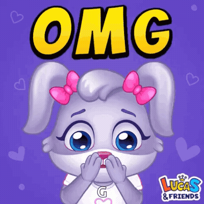 A Cartoon Rabbit With A Pink Bow On Her Head And The Word Omg Above Her GIF