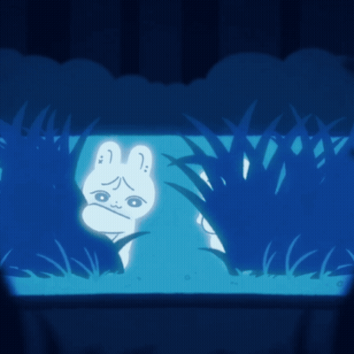 A Cartoon Rabbit With A Sad Look On His Face GIF