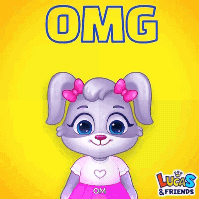 A Cartoon Rabbit With A Surprised Look On Her Face Is Wearing A Shirt That Says Omg On It GIF