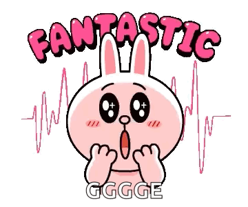 A Cartoon Rabbit With A Surprised Look On Its Face And The Words `` Fantastic Gggge '' . GIF