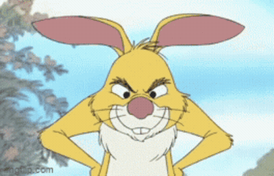 A Cartoon Rabbit With An Angry Expression On His Face GIF