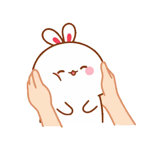 A Cartoon Rabbit With Bunny Ears Is Being Held By Someone 'S Hands Sticker