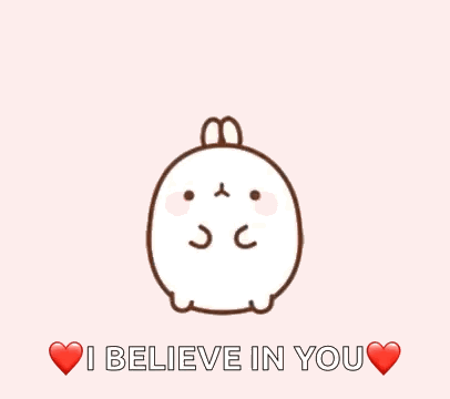 A Cartoon Rabbit With Hearts On Its Head And The Words `` I Believe In You '' GIF