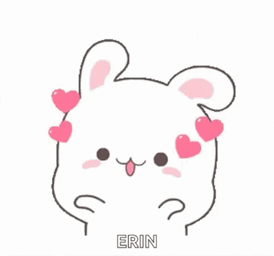 a cartoon rabbit with pink hearts on its ears and a question mark on its face .