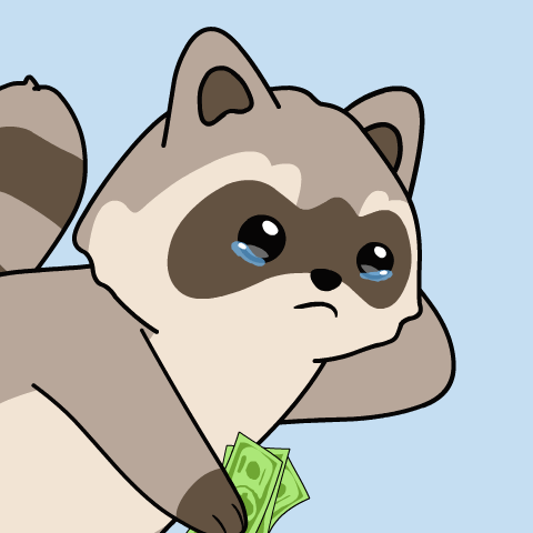 A Cartoon Raccoon Is Crying While Holding A Bunch Of Money GIF