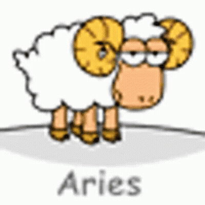 A Cartoon Ram With The Word Aries On The Bottom Right GIF