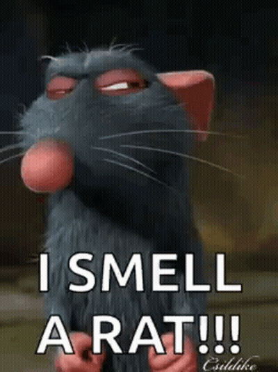 A Cartoon Rat Is Saying `` I Smell A Rat '' . GIF