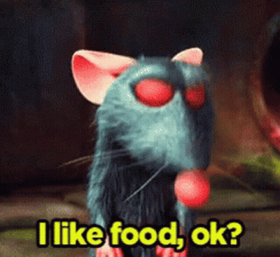 A Cartoon Rat With Red Eyes Is Asking If He Likes Food GIF