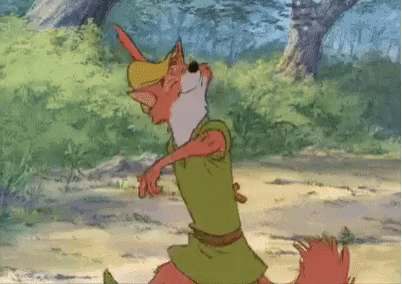 A Cartoon Robin Hood Is Standing In The Woods With His Arms Outstretched . GIF