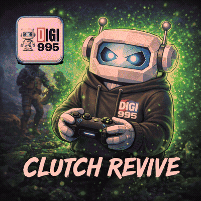 A Cartoon Robot Holding A Video Game Controller With The Words Clutch Revive Below Him GIF