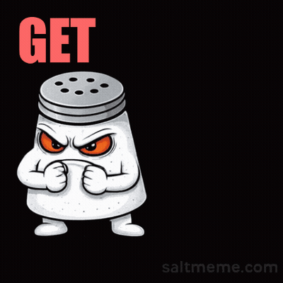 A Cartoon Salt Shaker Says Get Out In Red GIF