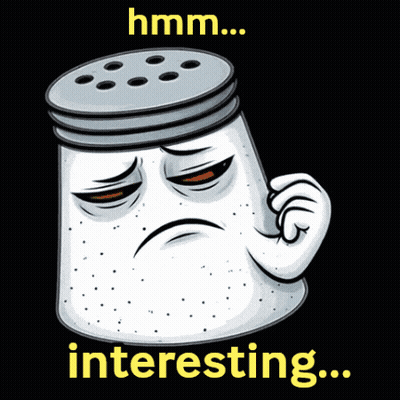A Cartoon Salt Shaker With A Sad Face And The Words Hmm Interesting GIF