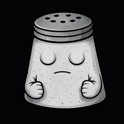 A Cartoon Salt Shaker With A Sad Face GIF