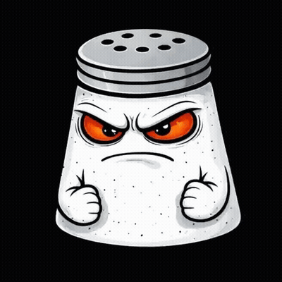 A Cartoon Salt Shaker With A Very Angry Face Is Giving A Thumbs Up GIF