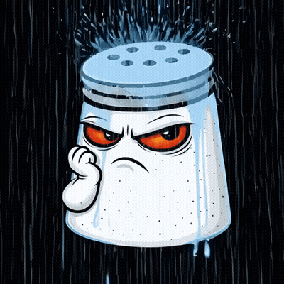 A Cartoon Salt Shaker With An Angry Face GIF