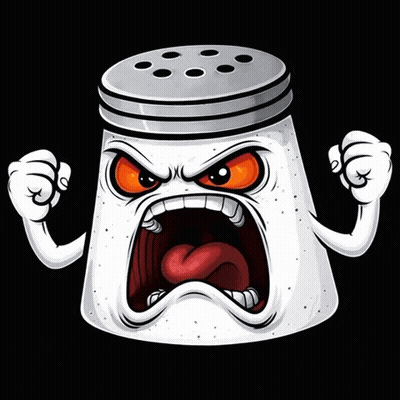 A Cartoon Salt Shaker With An Angry Face GIF