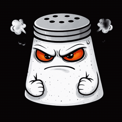 A Cartoon Salt Shaker With Smoke Coming Out Of It And The Number 1-800 Above It GIF