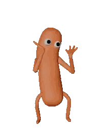 A Cartoon Sausage With Arms And Legs Reaching Up Sticker