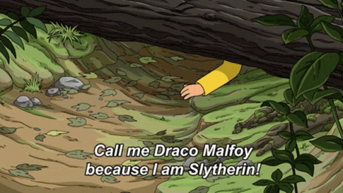 A Cartoon Says Call Me Draco Malfoy Because I Am Slytherin In The Bottom Right Corner GIF